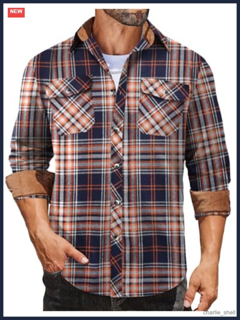 Mens Lightweight Flannel Long Sleeve Button Down Plaid Shirt